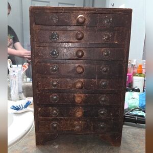 Antique Wooden 8 Drawer Organizer
